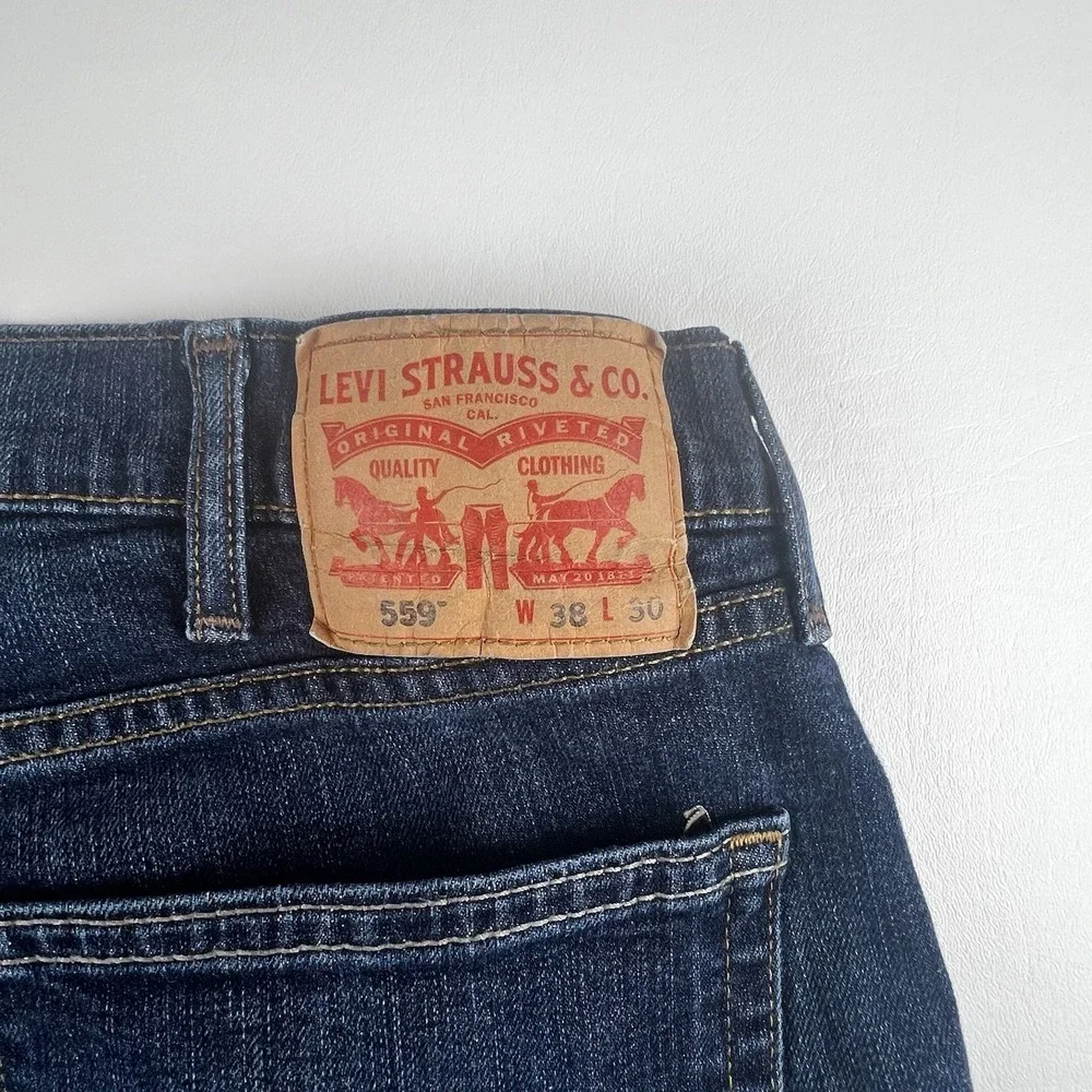 Levis 559 Relaxed Fit Jeans, Size 38 x 30- Blue Men's Cowboy Classic